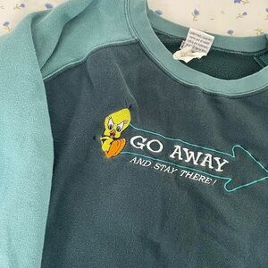 Vintage Looney Toons Graphic Sweatshirt - Teal